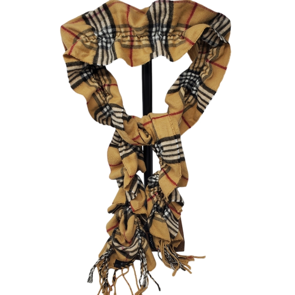 Fraas Scrunch Plaid Scarf with Tassles - Picture 2 of 7